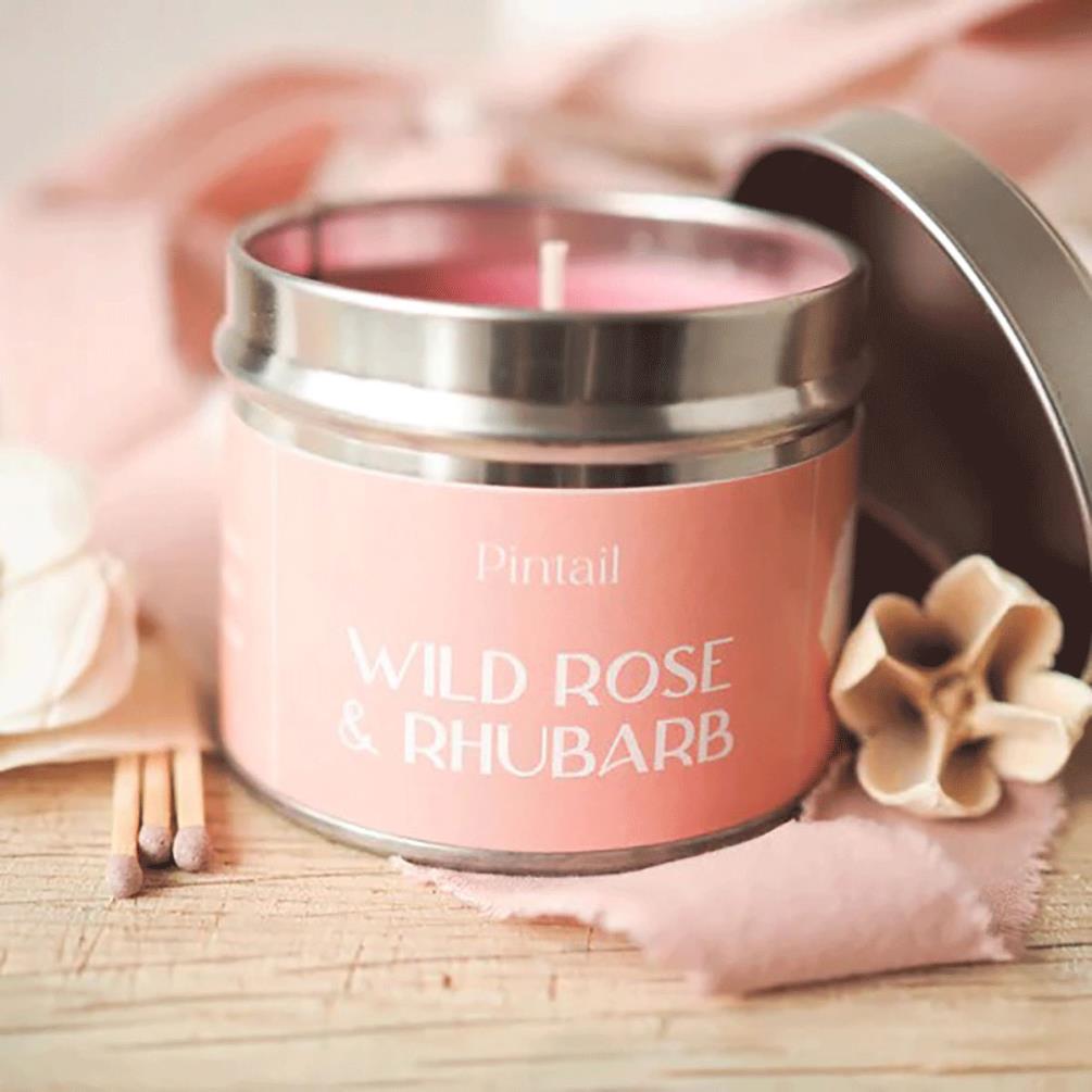 Pintail Candles Wild Rose & Rhubarb Tin Candle Extra Image 1